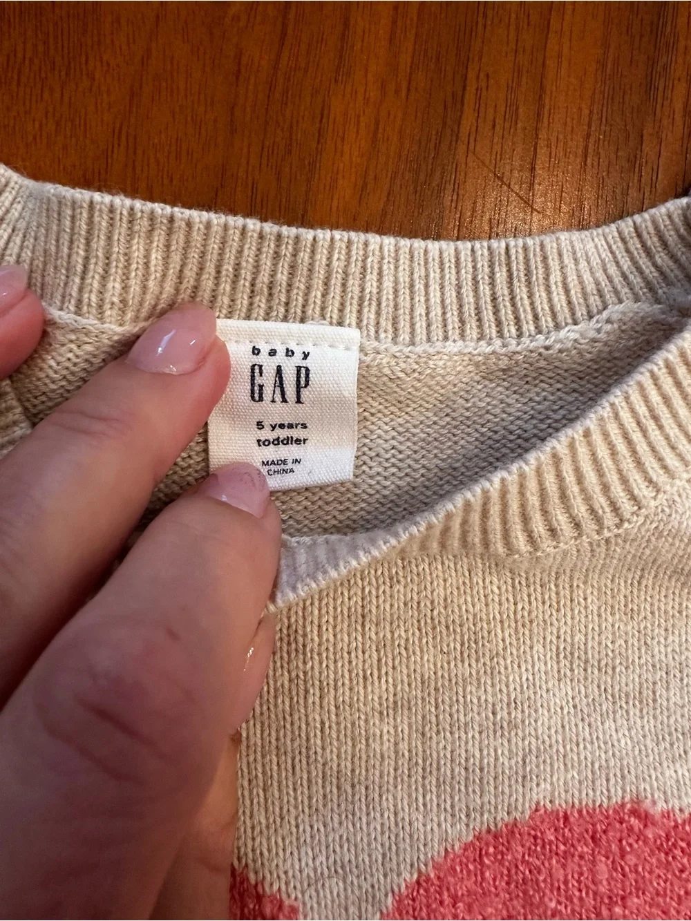 Gap Cozy Cream Sweater with Pink Heart size 5